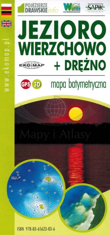 Jeziora Szczecineckie. Zestaw: 5 x mapa batymetryczna wydawnictwa EKO-MAP. Jezioro Wierzchowo - okładka
