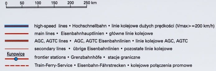 Europa. Mapa ścienna kolejowa B1. Legenda