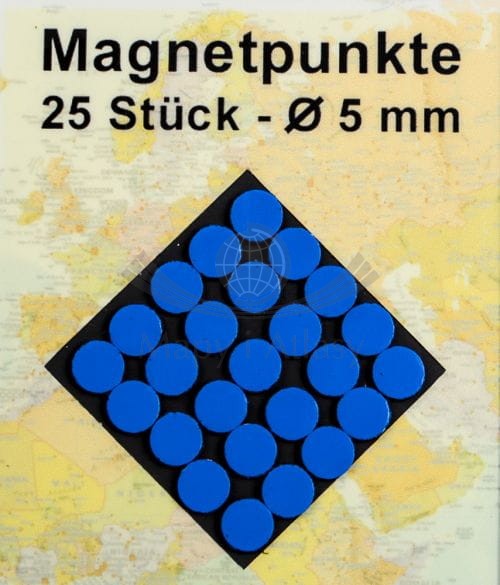 Znaczniki / Magnesy jednokolorowe do oznaczania map. Kolor niebieski. 25 sztuk