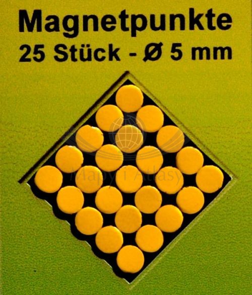 Znaczniki / Magnesy jednokolorowe do oznaczania map. Kolor żółty. 25 sztuk