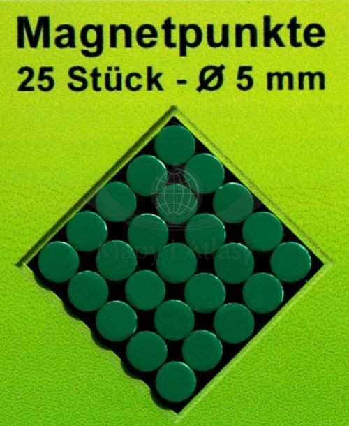 Znaczniki / Magnesy jednokolorowe do oznaczania map. Kolor zielony. 25 sztuk