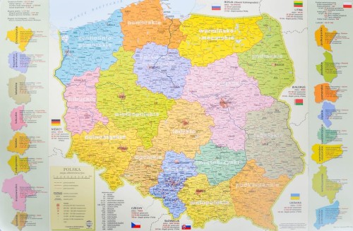 Polska mapa administracyjna. Podkładka na biurko