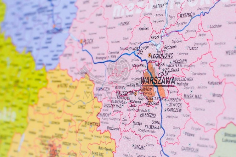 Polska mapa administracyjna. Podkładka na biurko. Fragment 3