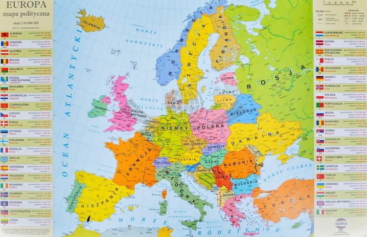 Europa mapa polityczna. Podkładka na biurko