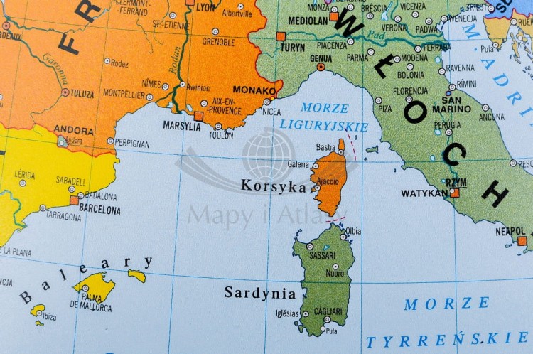 Europa mapa polityczna. Podkładka na biurko. Fragment 2