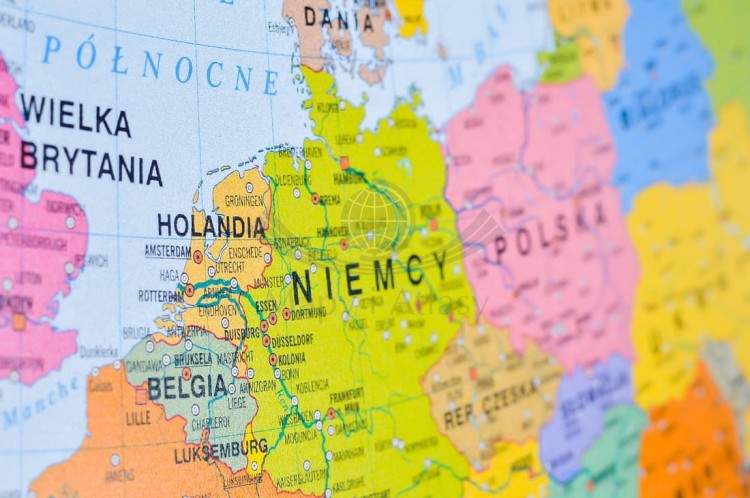 Europa mapa polityczna. Podkładka na biurko. Fragment 3