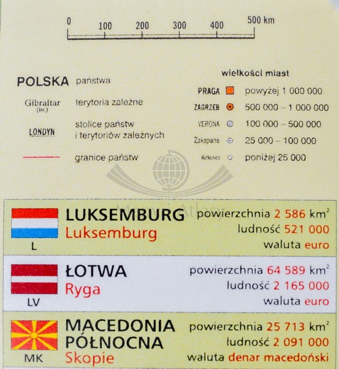Europa mapa polityczna. Podkładka na biurko. Fragment 5