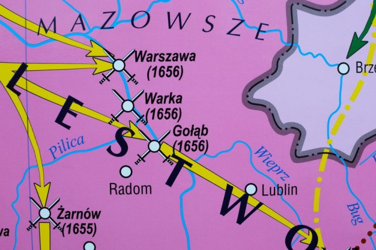Rzeczpospolita Polska w latach 1648-1764. Szkolna mapa ścienna. Fragment 1