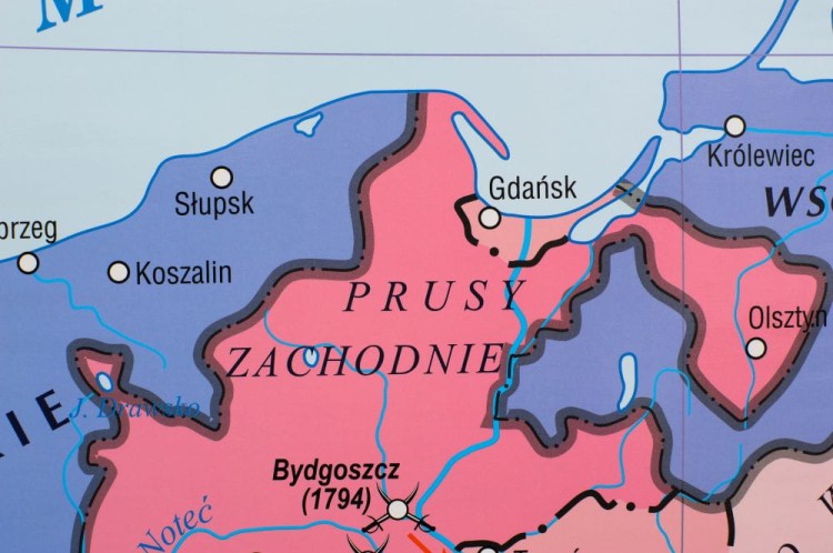 Rzeczpospolita Polska w okresie rozbiorów. Szkolna mapa ścienna. Fragment 1