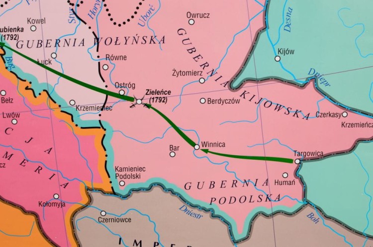Rzeczpospolita Polska w okresie rozbiorów. Szkolna mapa ścienna. Fragment 3