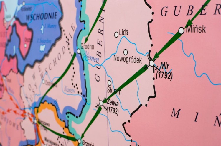Rzeczpospolita Polska w okresie rozbiorów. Szkolna mapa ścienna. Fragment 4