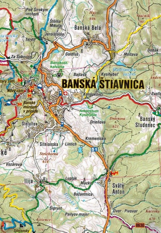 Góry Szczawnickie i Kremnickie / Stiavnicke, Kremnicke Vrchy. Mapa turystyczna 229 wydawnictwa Shocart. Fragment 1