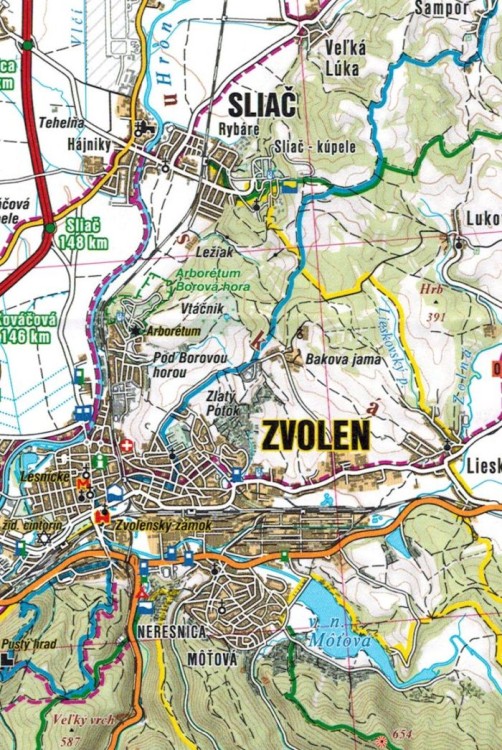 Góry Szczawnickie i Kremnickie / Stiavnicke, Kremnicke Vrchy. Mapa turystyczna 229 wydawnictwa Shocart. Fragment 2