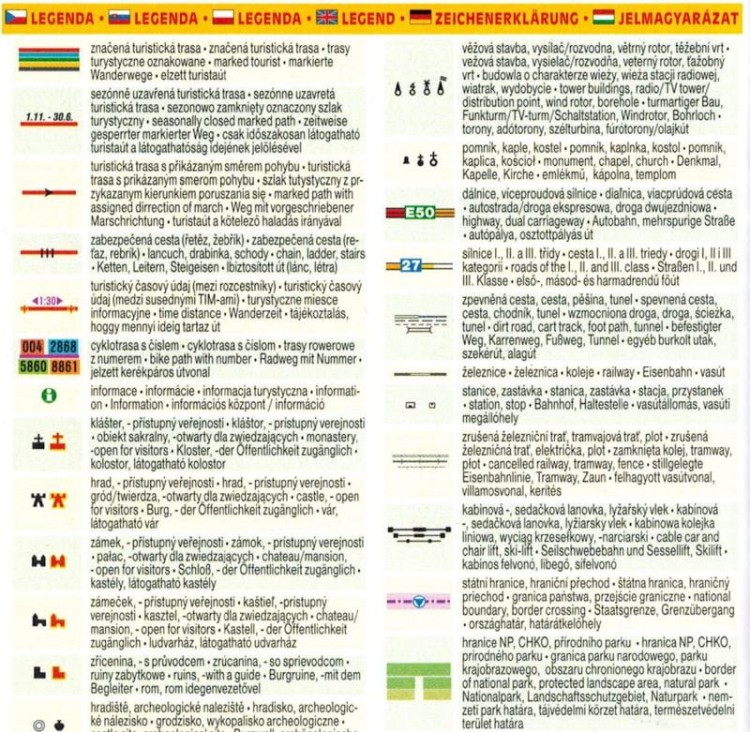 Beskidy, Ostravsko, Beskid Śląsko-Morawski. Mapa turystyczna 223 wydawnictwa Shocart. Legenda 1