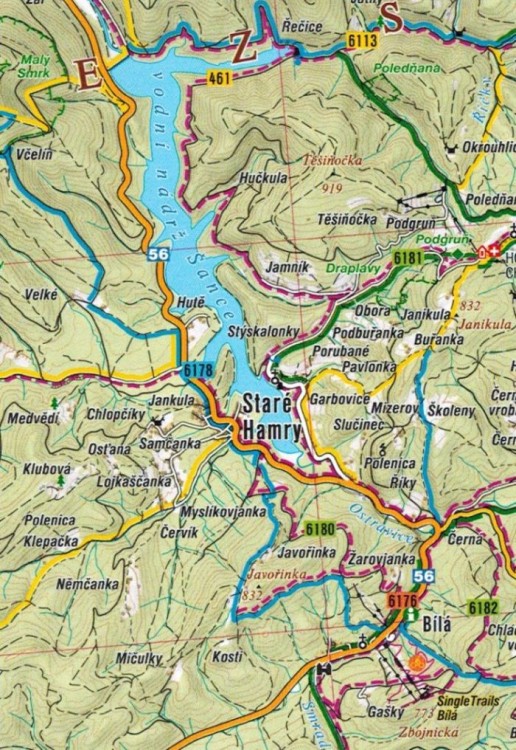 Beskidy, Ostravsko, Beskid Śląsko-Morawski. Mapa turystyczna 223 wydawnictwa Shocart. Fragment 1