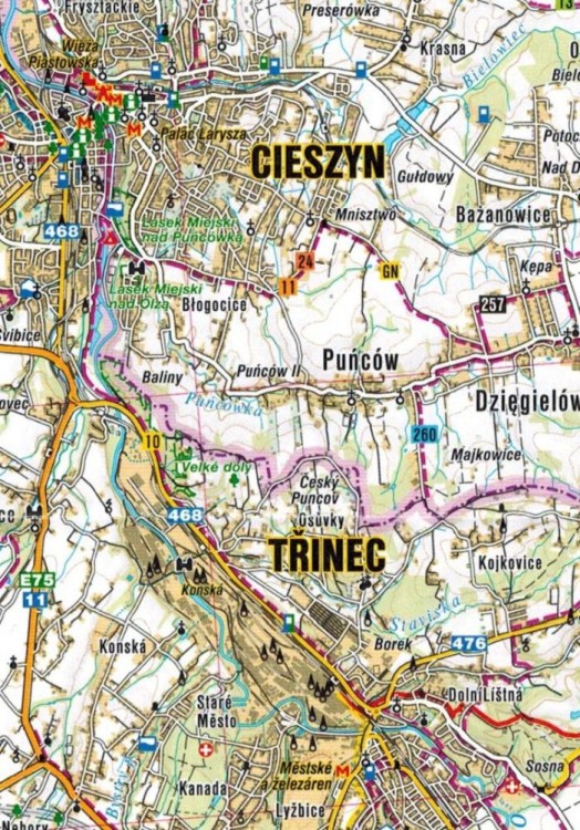 Beskidy, Ostravsko, Beskid Śląsko-Morawski. Mapa turystyczna 223 wydawnictwa Shocart. Fragment 2