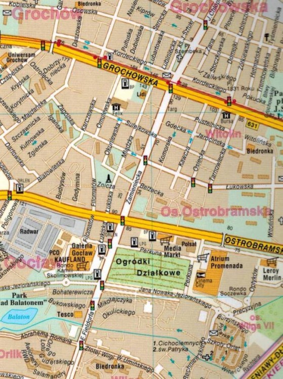 Warszawa 1:26 000. Laminowana mapa / Plan miasta wydawnictwa Demart. Fragment 1