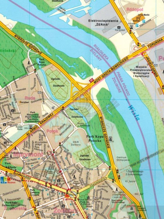 Warszawa 1:26 000. Laminowana mapa / Plan miasta wydawnictwa Demart. Fragment 2