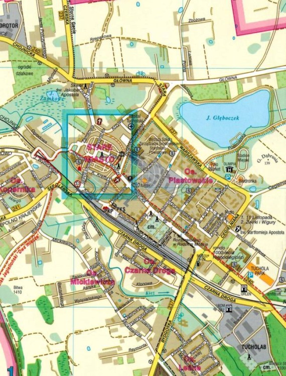 Bydgoszcz 1:23 000. Laminowana mapa / Plan miasta wydawnictwa Demart. Plan miasta Tucholi - fragment