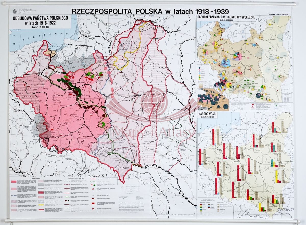 Rzeczpospolita Polska w latach 1918-1939. Mapa ścienna