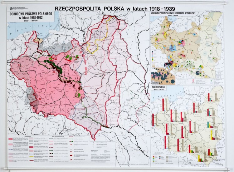 Rzeczpospolita Polska w latach 1918-1939. Mapa ścienna
