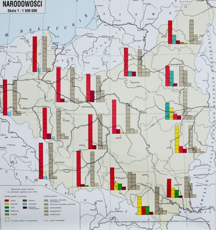 Rzeczpospolita Polska w latach 1918-1939. Mapa ścienna