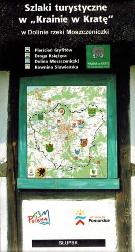 Szlaki turystyczne w "Krainie w Kratę" w Dolinie rzeki Moszczeniczki / Słupsk i okolice. Mapa turystyczna. Okładka