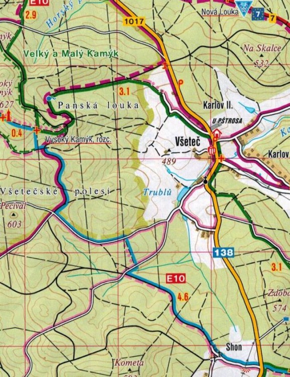 Czeskie Budziejowice / Ceskobudejovicko, Hluboka nad Vltavou. Mapa turystyczna 440 wydawnictwa Shocart. Fragment 1