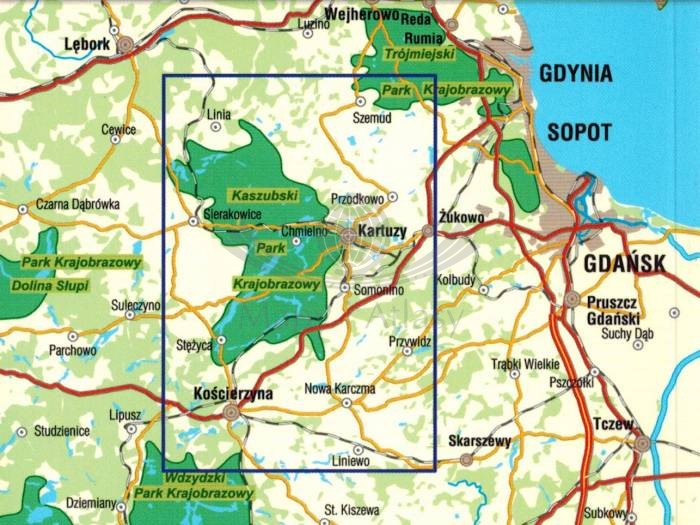 Kaszubski Park Krajobrazowy / Kaszuby. Przewodnik wydawnictwa Galileos. Zasięg