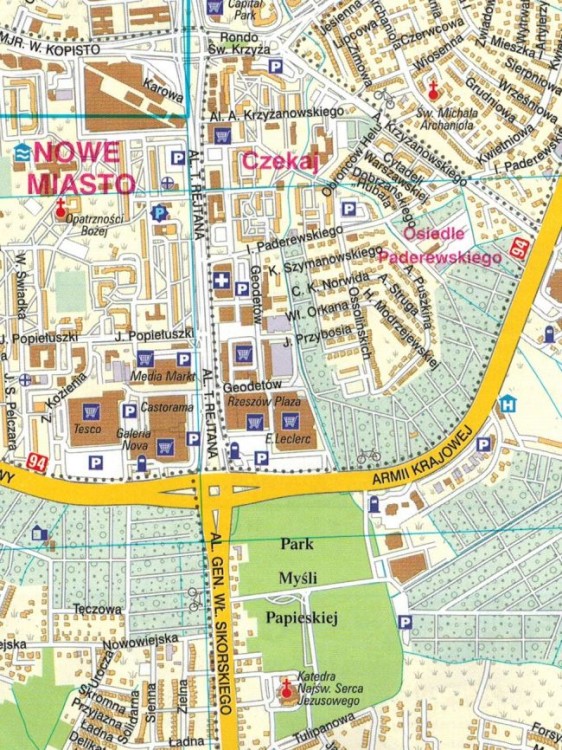 Rzeszów, Jasło, Łańcut. Mapa / Plan miasta wydawnictwa Euro Pilot. Fragment 1
