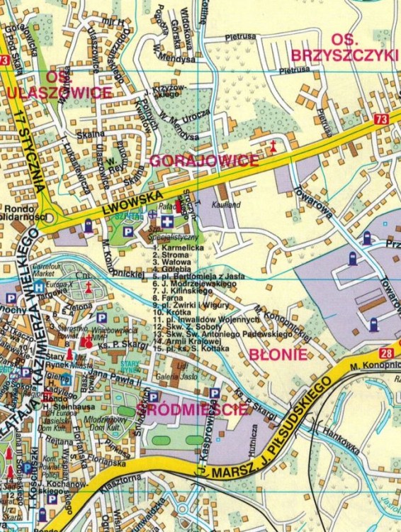 Rzeszów, Jasło, Łańcut. Mapa / Plan miasta wydawnictwa Euro Pilot. Fragment 2