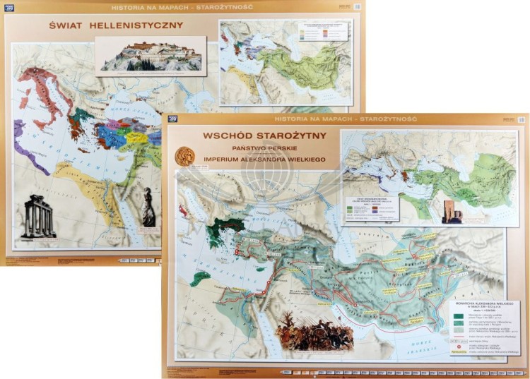 Wschód Starożytny, Państwo Perskie, Imperium Aleksandra Wielkiego  Świat hellenistyczny. Mapa ścienna (1).jpg