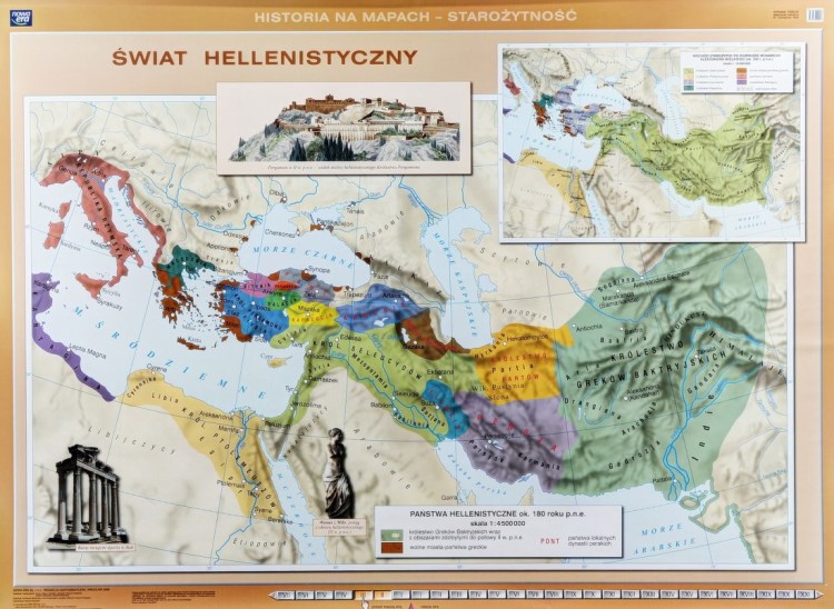 Wschód Starożytny, Państwo Perskie, Imperium Aleksandra Wielkiego  Świat hellenistyczny. Mapa ścienna (3).jpg