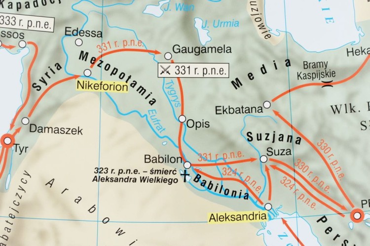 Wschód Starożytny, Państwo Perskie, Imperium Aleksandra Wielkiego  Świat hellenistyczny. Mapa ścienna (8).JPG