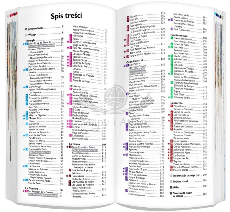 Wyspy Kanaryjskie 3 w 1. Teneryfa, La Gomera, El Hierro, La Palma, Gran Canaria, Fuerteventura, Lanzarote. Przewodnik, atlas i laminowana mapa wydawnictwa ExpressMap. Spis treści