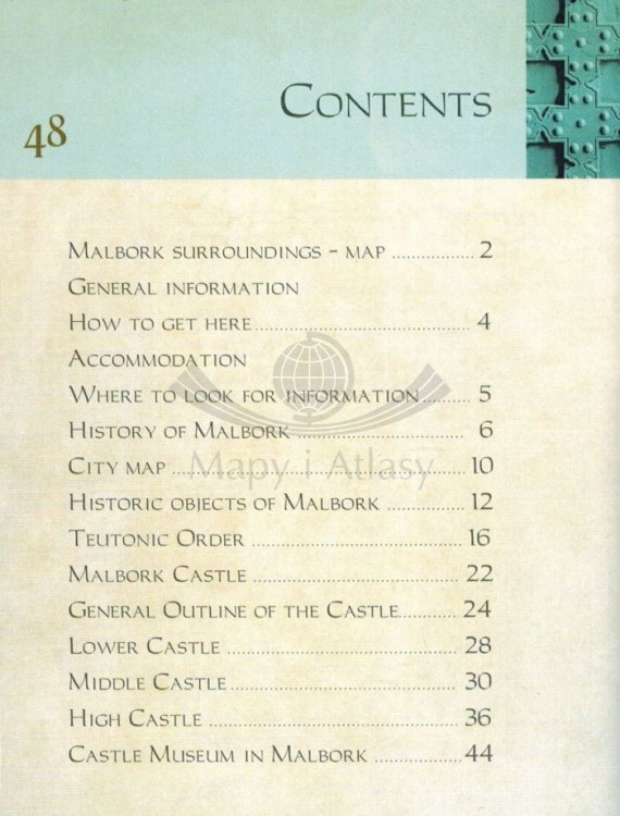 Malbork. Przewodnik / Guidebook. Wersja angielska wydawnictwa Galileos. Spis treści