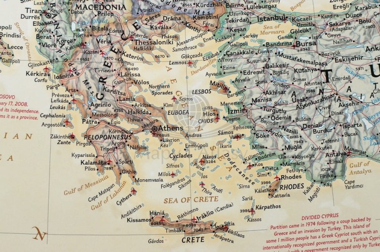 Europa 1:8 425 000. Mapa ścienna ekskluzywna wydawnictwa National Geographic. Fragment 3