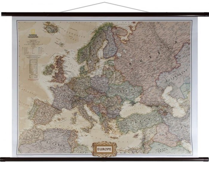 Europa 1:8 425 000. Mapa ścienna ekskluzywna. Laminat matowy. National Geographic