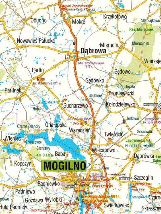 Inowrocław i okolice. Plan miasta / Mapa turystyczna wydawnictwa Galileos. Okolice Inowrocławia - fragment