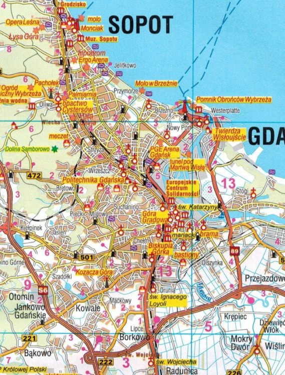 Pomorze Gdańskie / Pommerellen 1:160 000. Mapa samochodowo-turystyczna wydawnictwa Galileos. Fragment 1