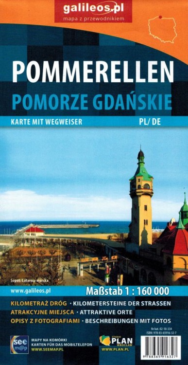 Pomorze Gdańskie / Pommerellen 1:160 000. Mapa samochodowo-turystyczna wydawnictwa Galileos. Okładka 2
