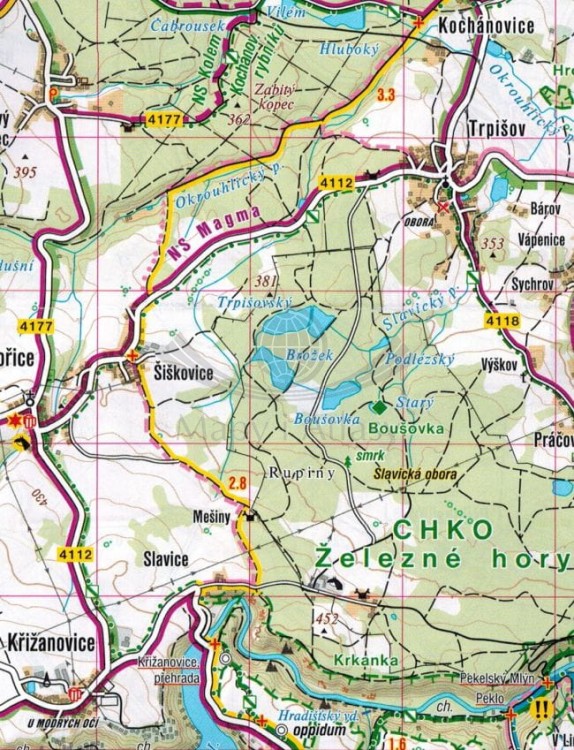 Pardubicko, Chrudimsko. Mapa turystyczna 448 wydawnictwa Shocart. Fragment 2