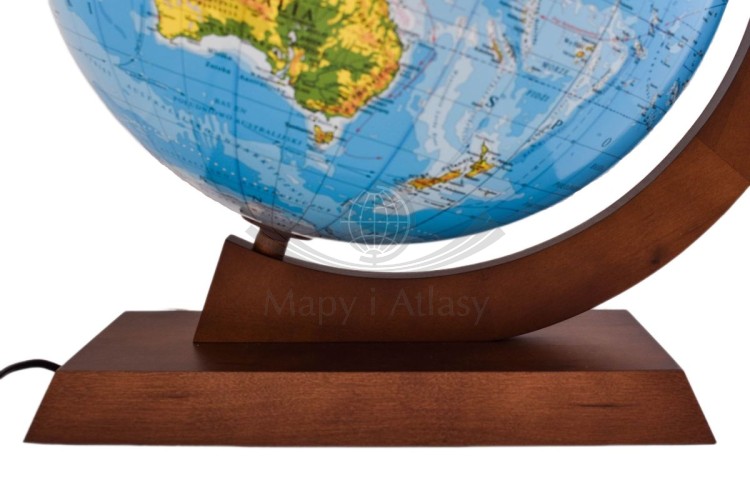 Globus 42 cm. Fizyczny. Podświetlany. Drewniana oprawa. Podstawa