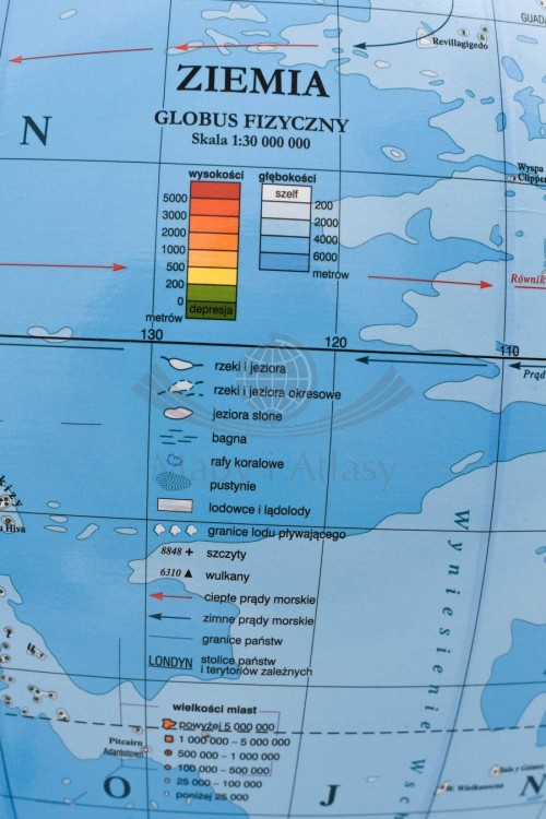 Globus 42 cm. Fizyczny. Podświetlany. Drewniana oprawa. Legenda
