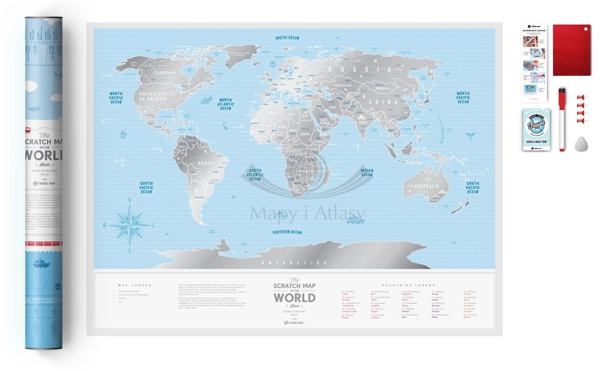 Świat. Mapa zdrapka Travel Map Silver World