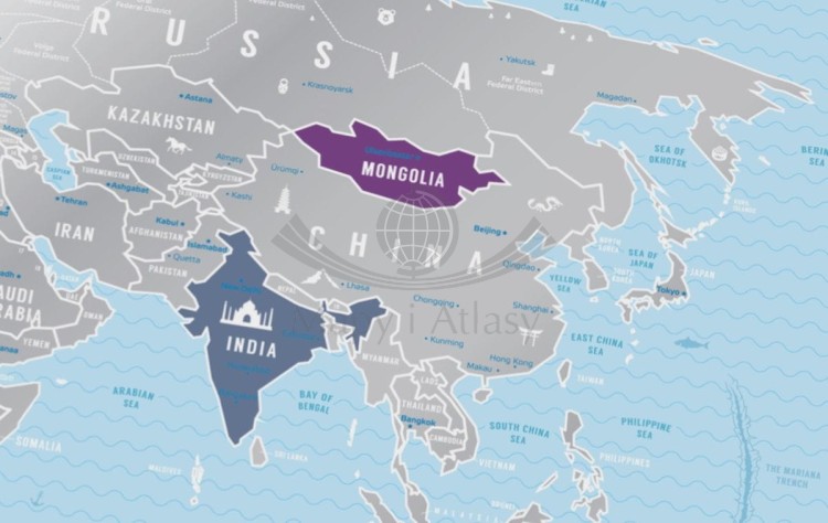 Świat. Mapa zdrapka Travel Map Silver World. Fragment 2