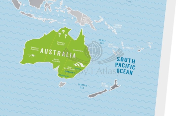 Świat. Mapa zdrapka Travel Map Silver World. Fragment 4