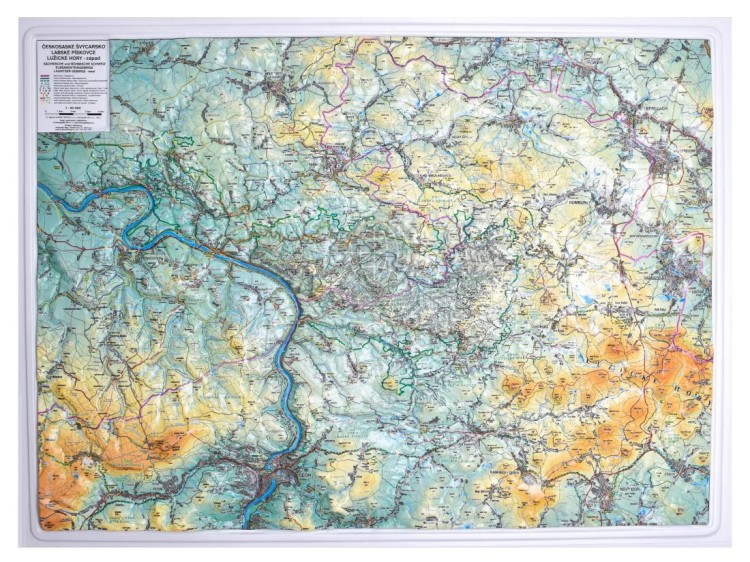 Czeska i Saksońska Szwajcaria, Łabskie Piaskowce, Góry Łużyckie. Mapa plastyczna (trójwymiarowa)