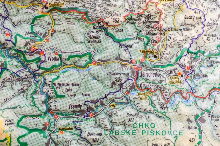 Czeska i Saksońska Szwajcaria, Łabskie Piaskowce, Góry Łużyckie. Mapa plastyczna (trójwymiarowa). Fragment 5