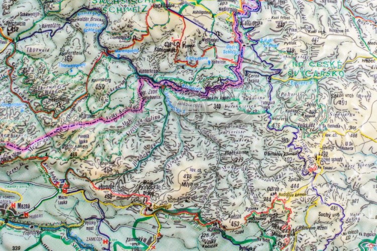 Czeska i Saksońska Szwajcaria, Łabskie Piaskowce, Góry Łużyckie. Mapa plastyczna (trójwymiarowa). Fragment 6